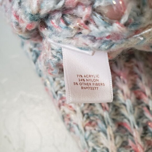 LC Lauren Conrad Knit Pastel Mock Neck Sweater Blue/Pink Sz Women's XXL Metallic - Picture 10 of 11